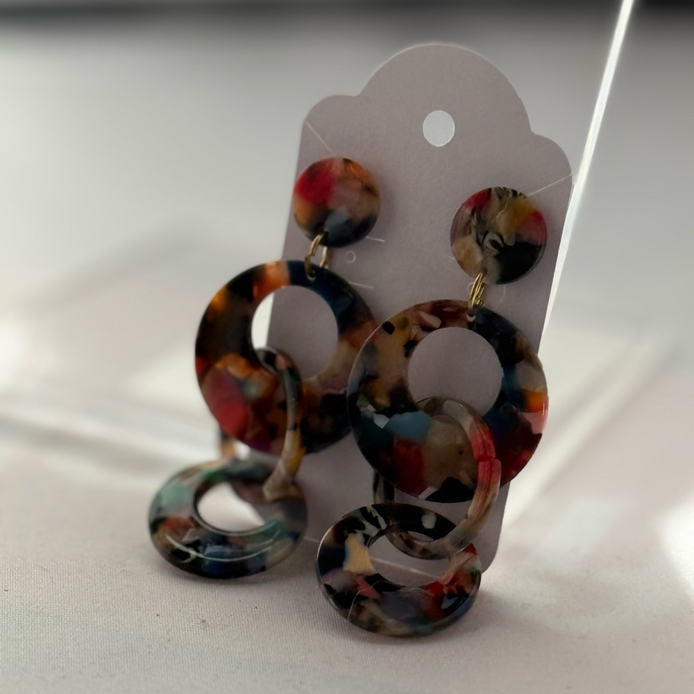 Multicolor Acrylic Dangle Earrings - image 3